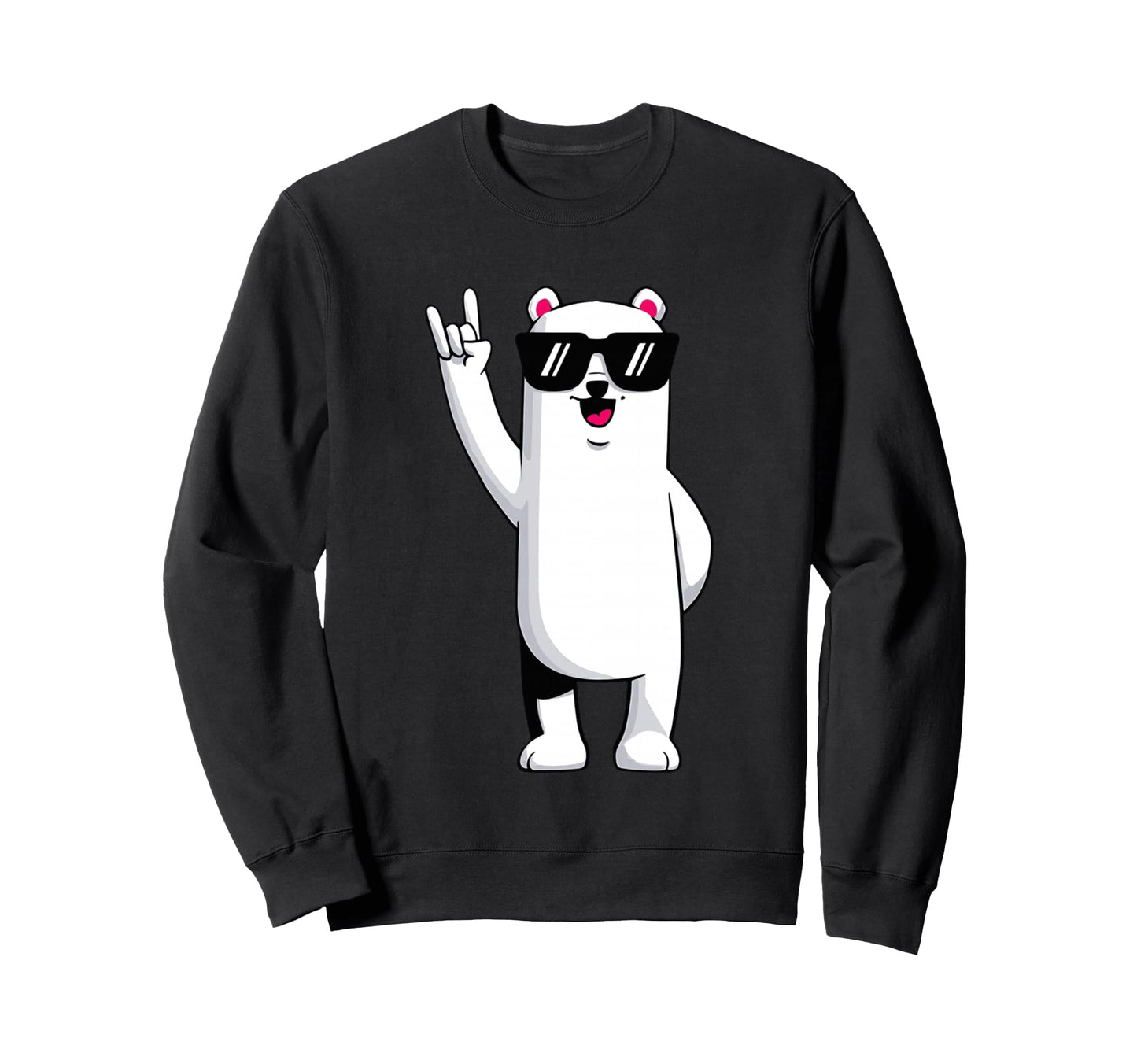 Polar Bear Rock Hand Sign Punk Sweatshirt - Aesthetic Graphic Unisex - T-Shirt, Sweatshirt, Hoodie
