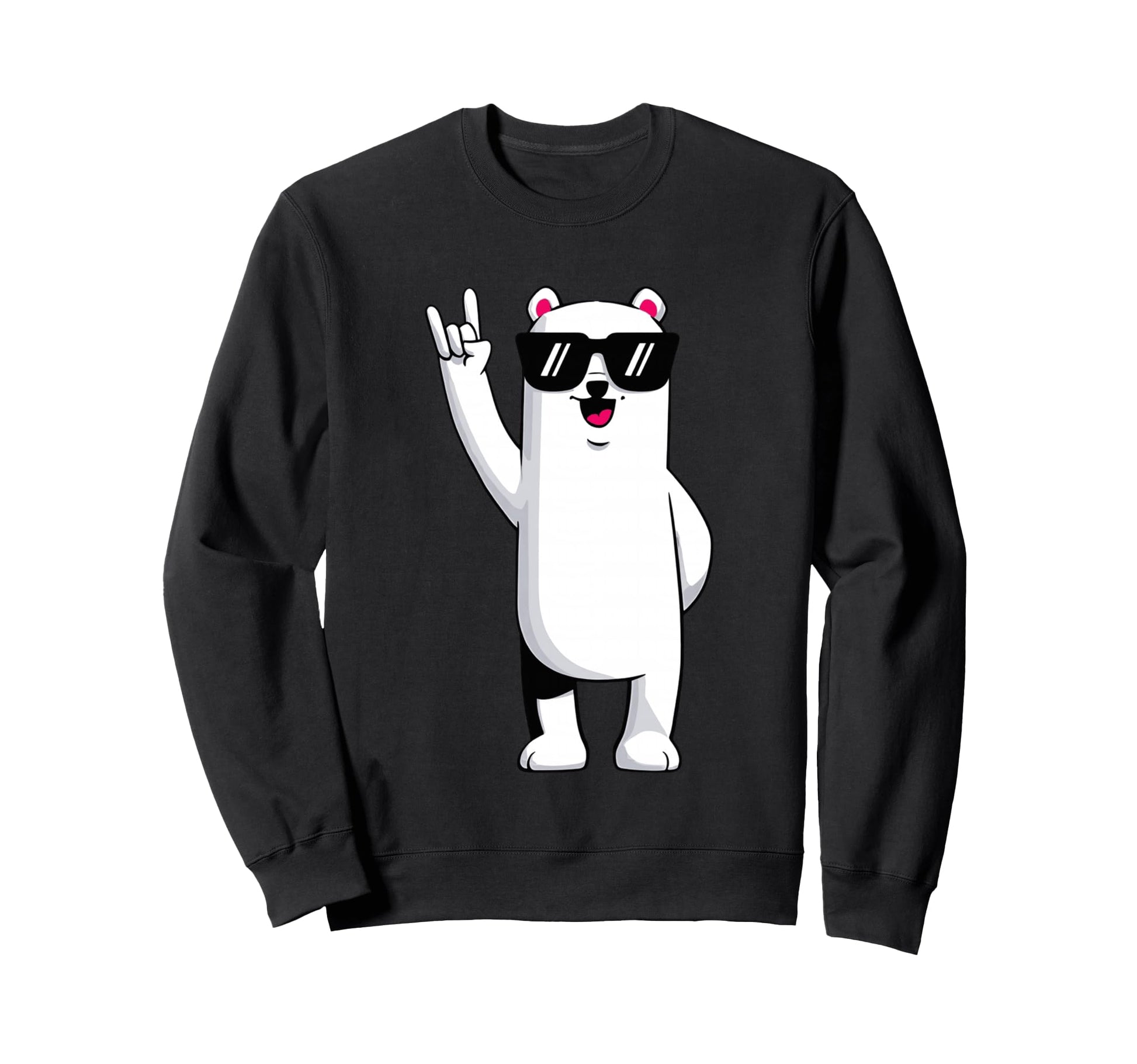 Polar Bear Rock Hand Sign Punk Sweatshirt - Aesthetic Graphic Unisex - T-Shirt, Sweatshirt, Hoodie