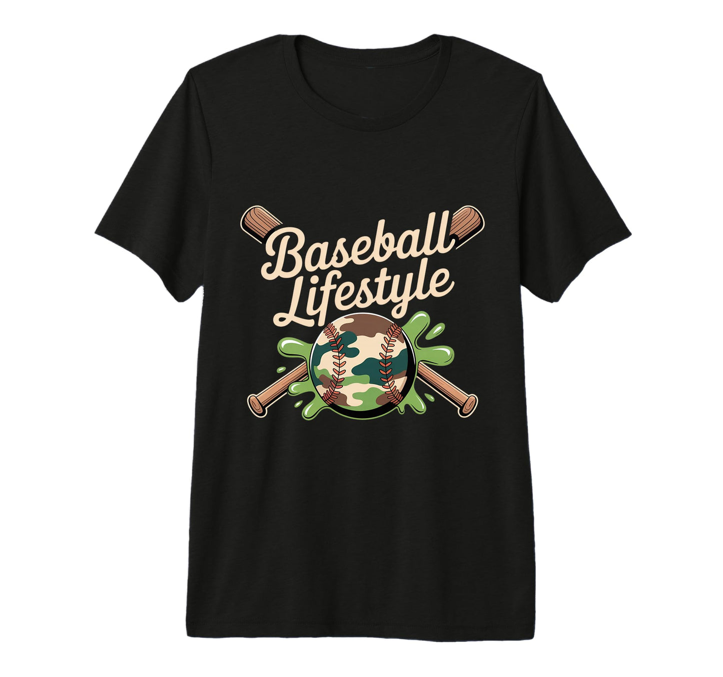 Baseball Lifestyle Ball Crossed Bats T-Shirt - Custom Art Print for Adults - T-Shirt, Sweatshirt, Hoodie