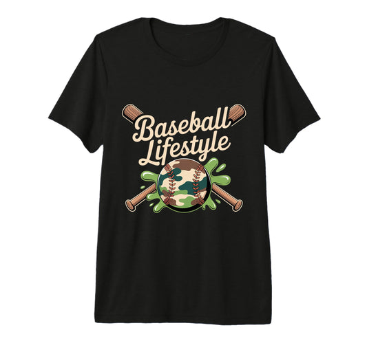Baseball Lifestyle Ball Crossed Bats T-Shirt - Custom Art Print for Adults - T-Shirt, Sweatshirt, Hoodie