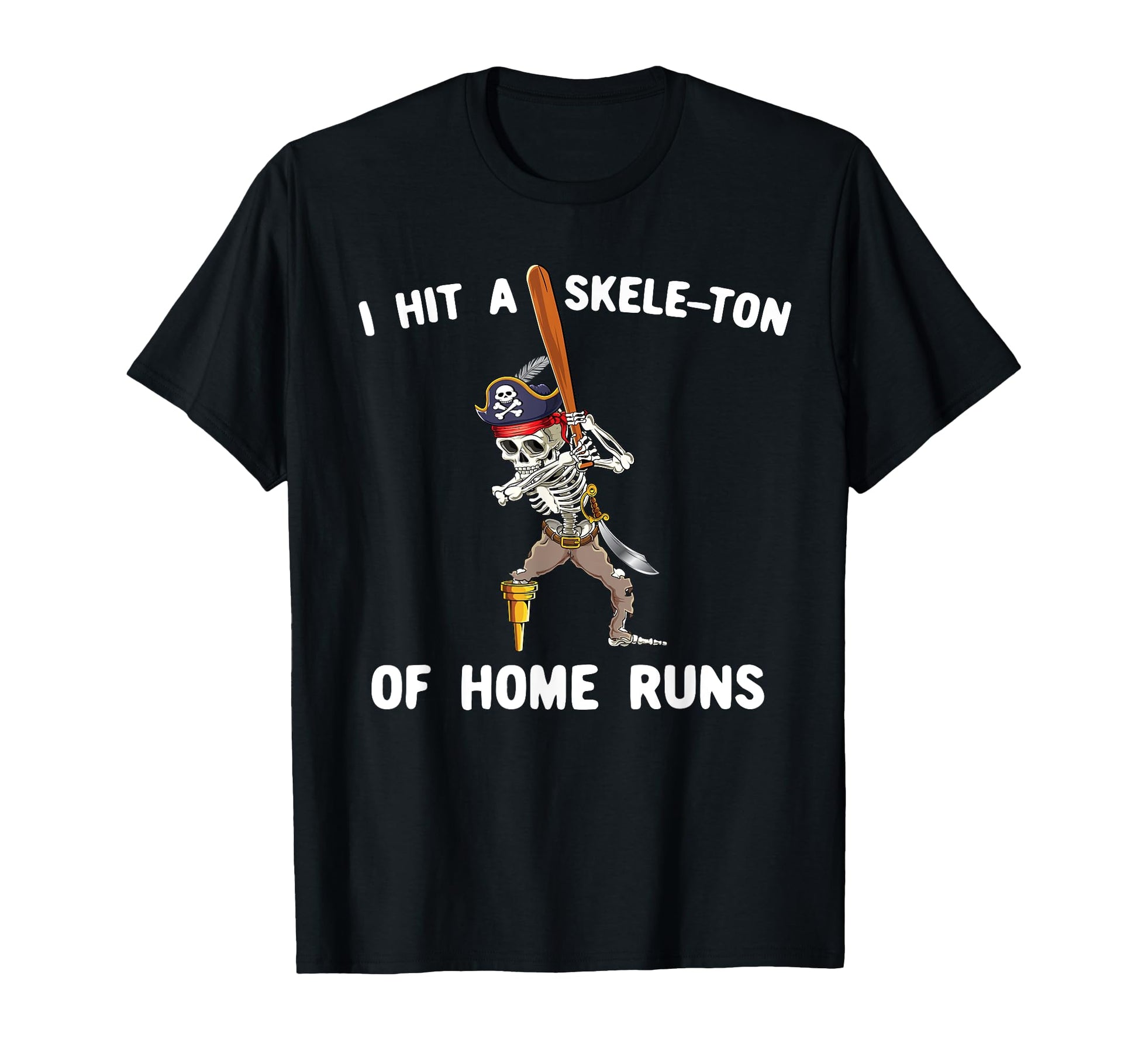 Skeleton Pirate Baseball Batting Home T-Shirt - Trendy Graphic for Adults - T-Shirt, Sweatshirt, Hoodie