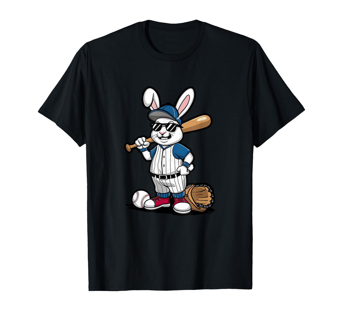 Baseball Rabbit Cartoon Sports Fan T-Shirt - Custom Art Print for Adults - T-Shirt, Sweatshirt, Hoodie