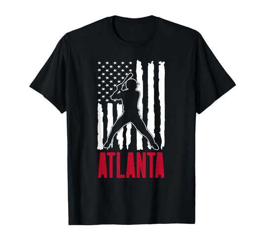 Atlanta American Flag Distressed T-Shirt - Minimalist Print for Adults - T-Shirt, Sweatshirt, Hoodie