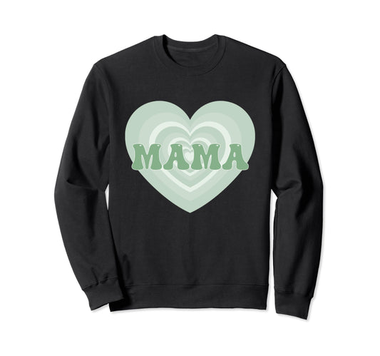 Aesthetic Sage Green Heart Mama Mothers Sweatshirt - Unique Graphic Unisex - T-Shirt, Sweatshirt, Hoodie