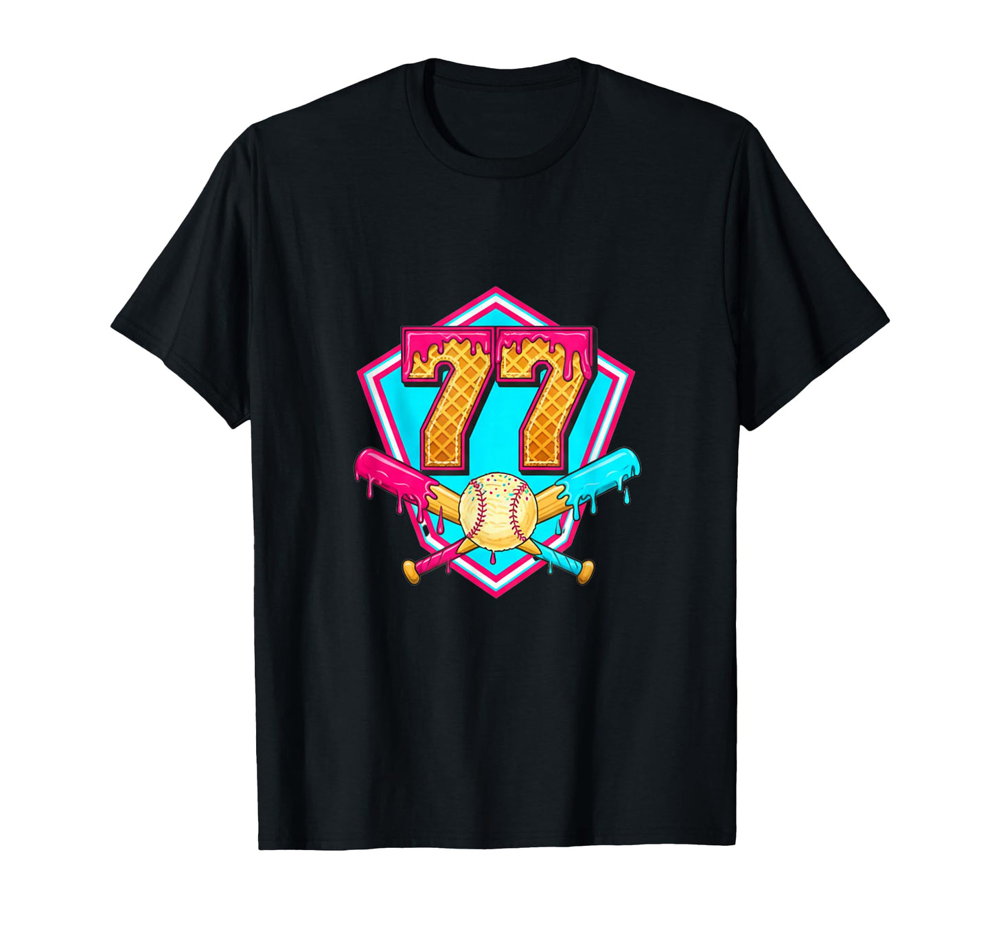 Baseball Drip Jersey Number 77 Players T-Shirt - Unique Graphic Unisex - T-Shirt, Sweatshirt, Hoodie