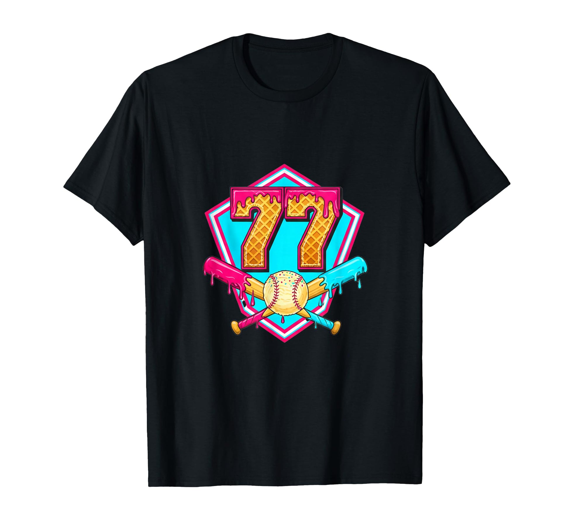 Baseball Drip Jersey Number 77 Players T-Shirt - Unique Graphic Unisex - T-Shirt, Sweatshirt, Hoodie