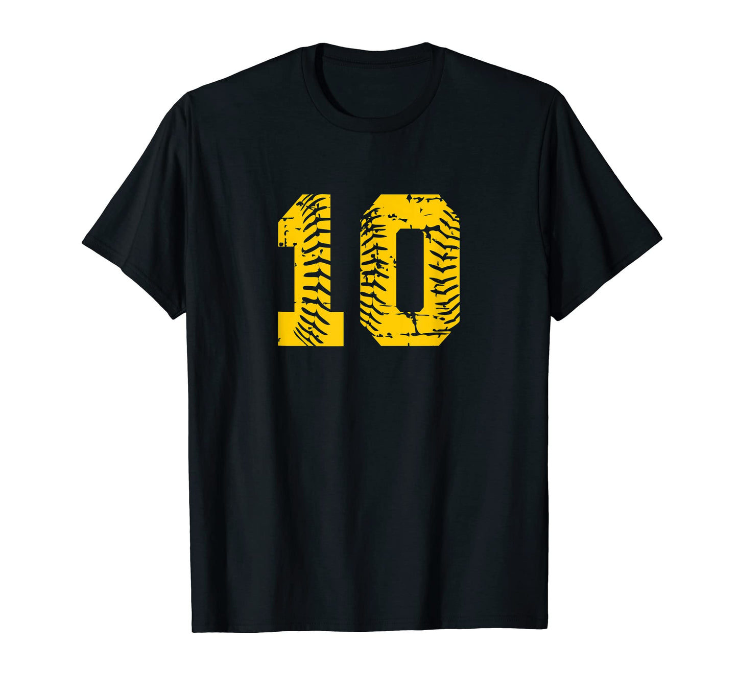 Baseball Softball Number 10 Yellow T-Shirt - Streetwear Style Unisex - T-Shirt, Sweatshirt, Hoodie