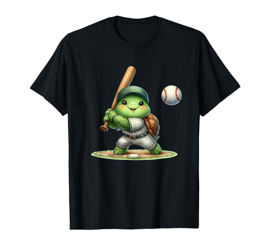 Adorable Turtle Baseball Player T-Shirt - Casual Everyday Wear Men Women - T-Shirt, Sweatshirt, Hoodie