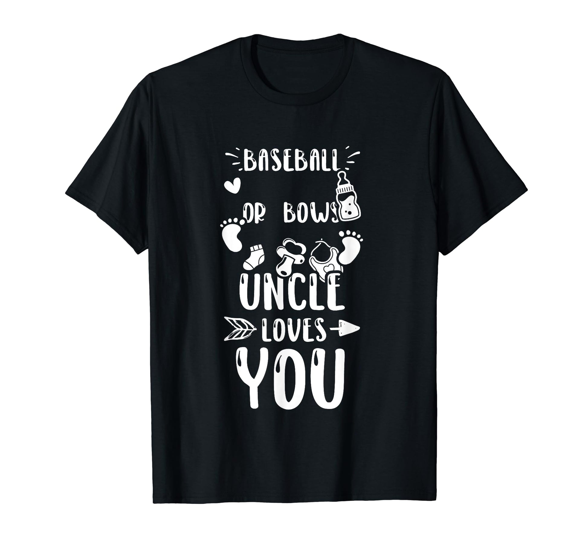Uncle Baseball Or Bows Uncle Loves You T-Shirt - Unique Graphic Unisex - T-Shirt, Sweatshirt, Hoodie