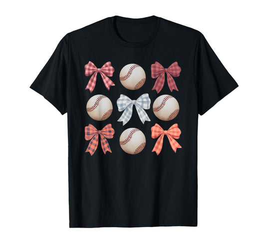 Baseball Coquette Bow Mom Sister T-Shirt - Minimalist Print for Adults - T-Shirt, Sweatshirt, Hoodie