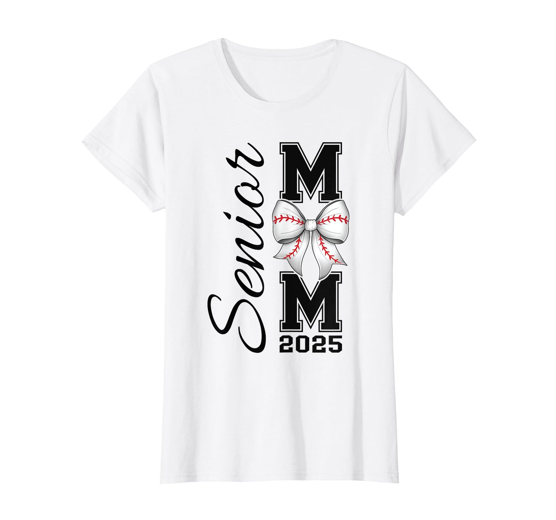 Senior Mom 2025 Baseball Bow Coquette T-Shirt - Graphic Print Men Women - T-Shirt, Sweatshirt, Hoodie