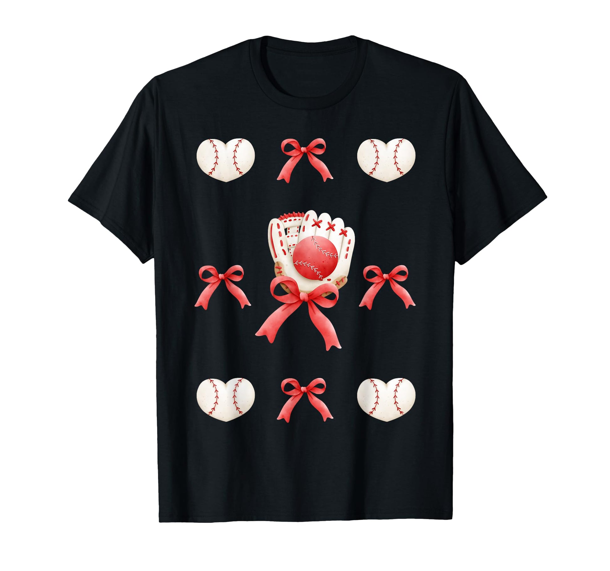 Coquette Baseball Softball Glove Bow T-Shirt - Streetwear Style Unisex - T-Shirt, Sweatshirt, Hoodie