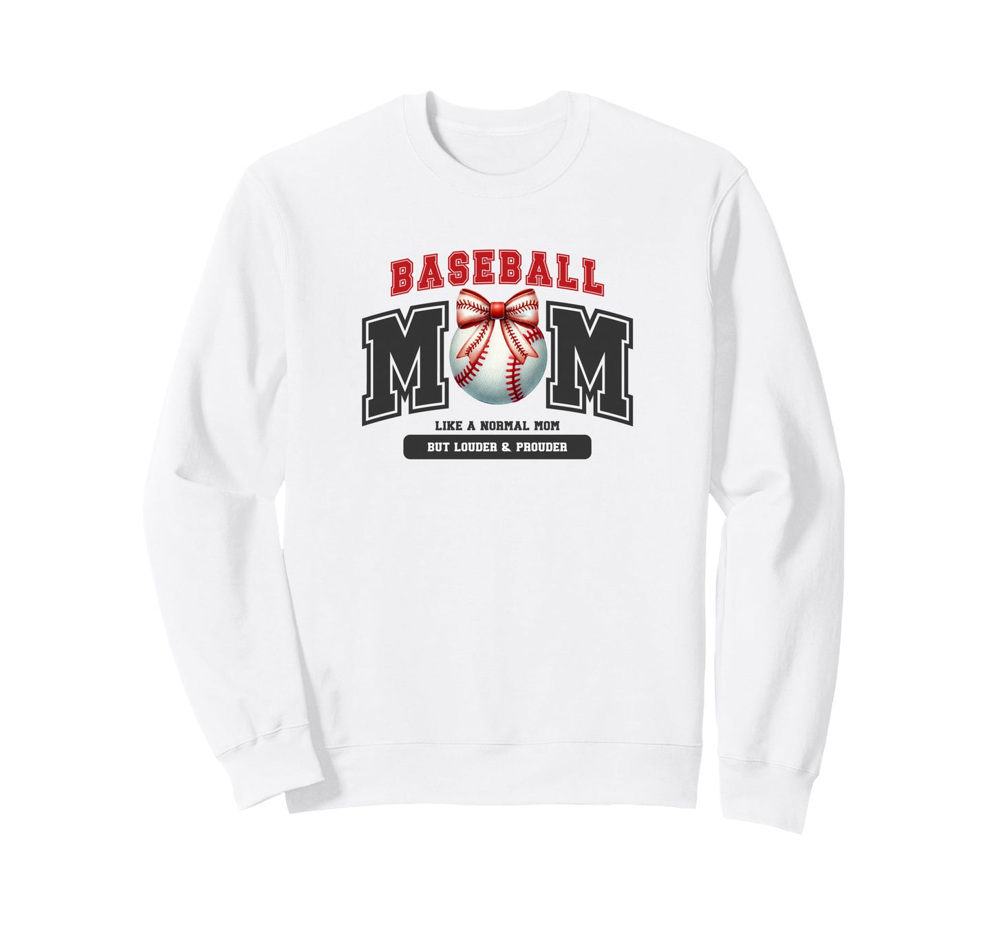 Baseball Mom Bow Ball Red Black Sweatshirt - Unique Graphic for Adults - T-Shirt, Sweatshirt, Hoodie