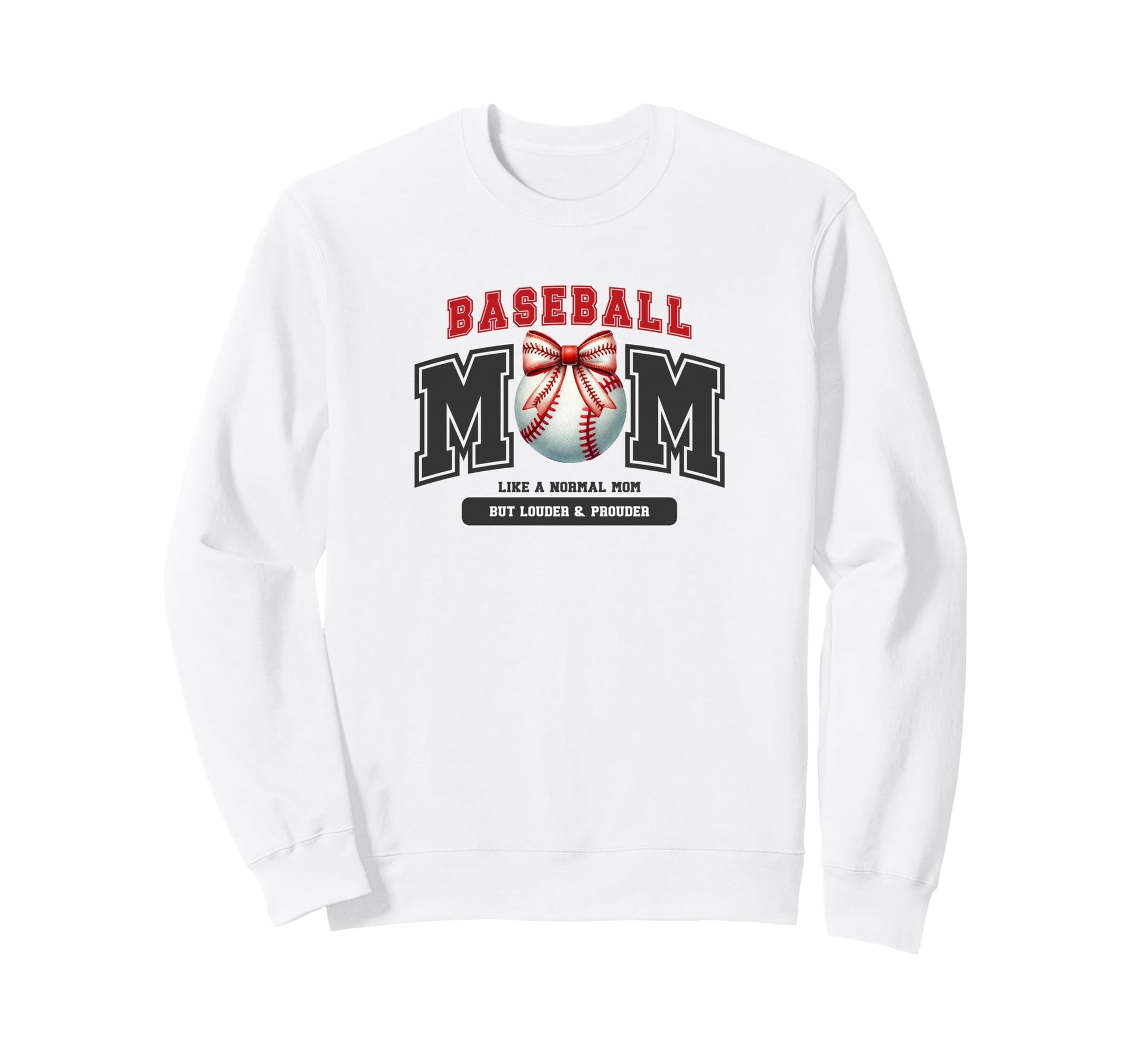 Baseball Mom Bow Ball Red Black Sweatshirt - Unique Graphic for Adults - T-Shirt, Sweatshirt, Hoodie