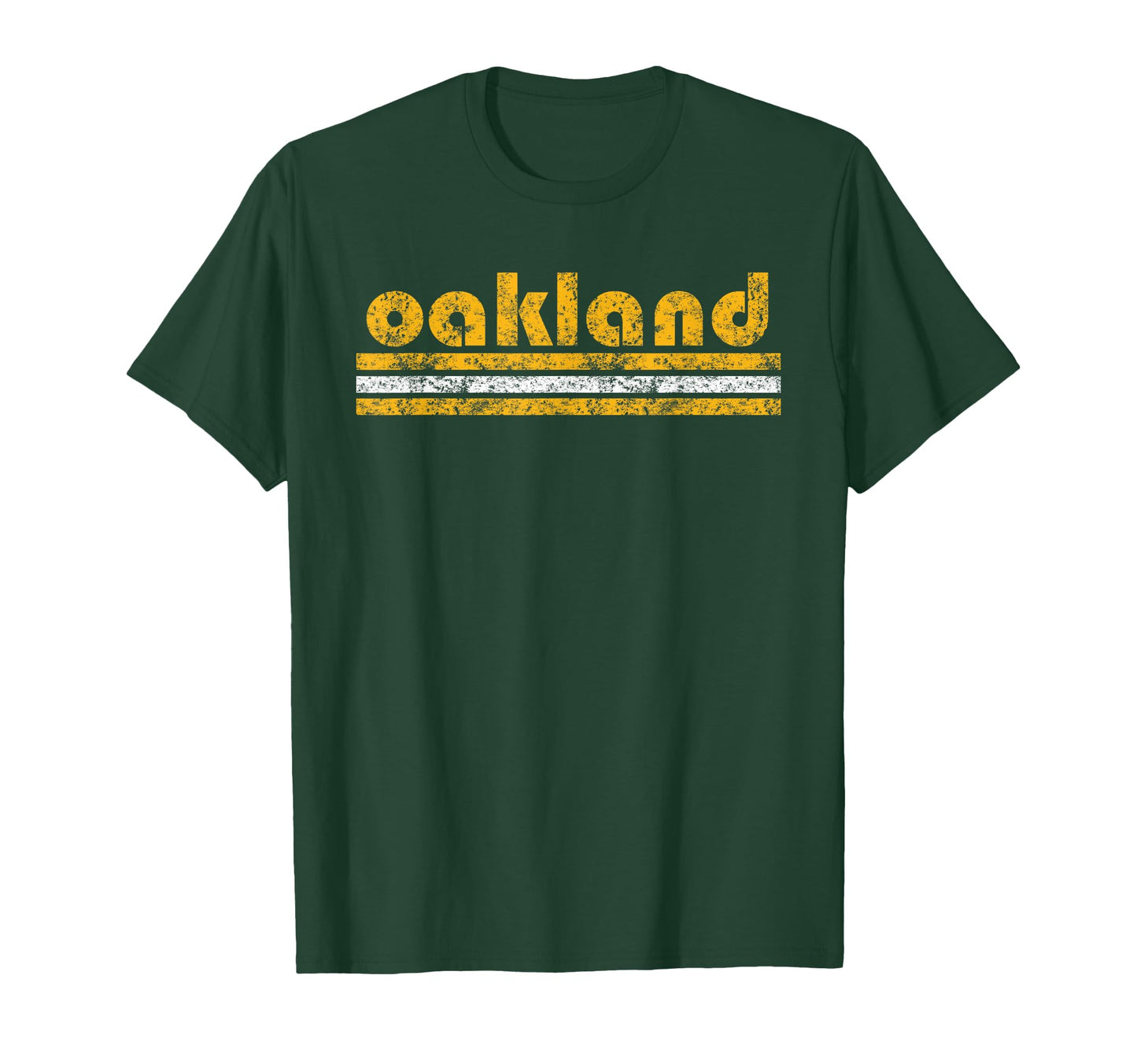 Oakland Three Stripe Weathered Green T-Shirt - Graphic Print for Adults - T-Shirt, Sweatshirt, Hoodie