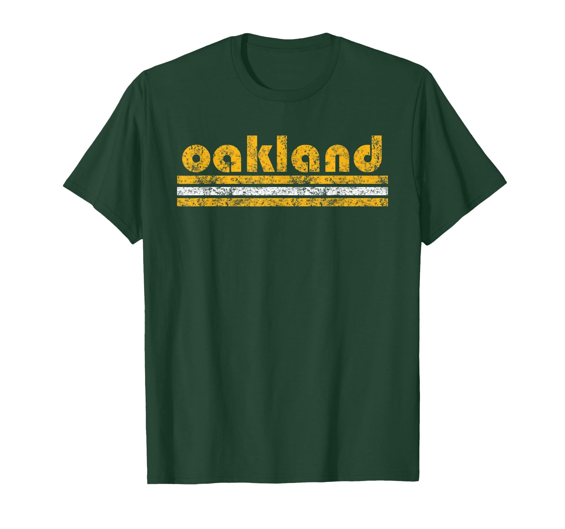 Oakland Three Stripe Weathered Green T-Shirt - Graphic Print for Adults - T-Shirt, Sweatshirt, Hoodie