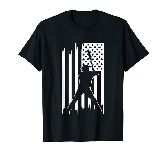 American Flag Baseball Baseball T-Shirt - Novelty Apparel for Adults - T-Shirt, Sweatshirt, Hoodie