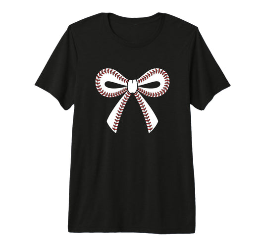 Baseball Bow Baseball Mom Mama Tri T-Shirt - Custom Art Print for Adults - T-Shirt, Sweatshirt, Hoodie