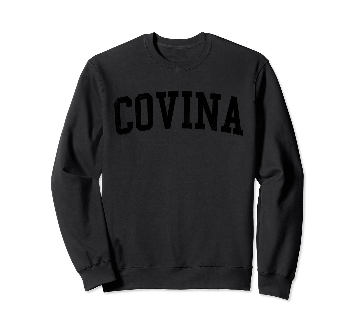 Covina Ca Distressed Black Varsity Sweatshirt - Trendy Graphic Unisex - T-Shirt, Sweatshirt, Hoodie