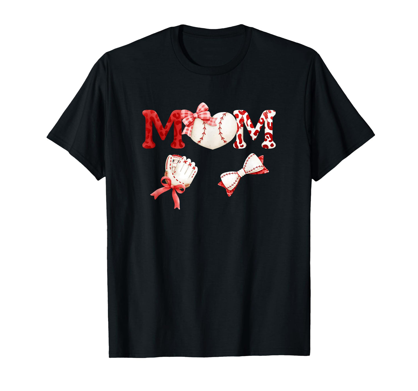 Coquette Baseball Mom Bow Glove T-Shirt - Casual Everyday Wear for Adults - T-Shirt, Sweatshirt, Hoodie