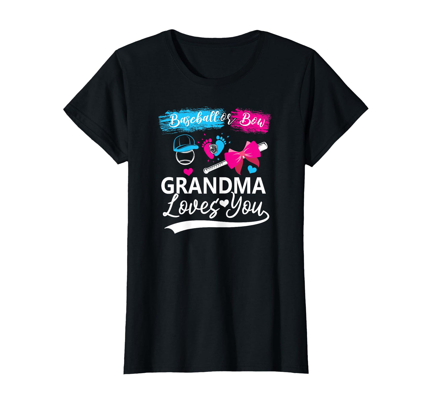 Baseball Or Bow Grandma Loves You T-Shirt - Minimalist Print for Adults - T-Shirt, Sweatshirt, Hoodie