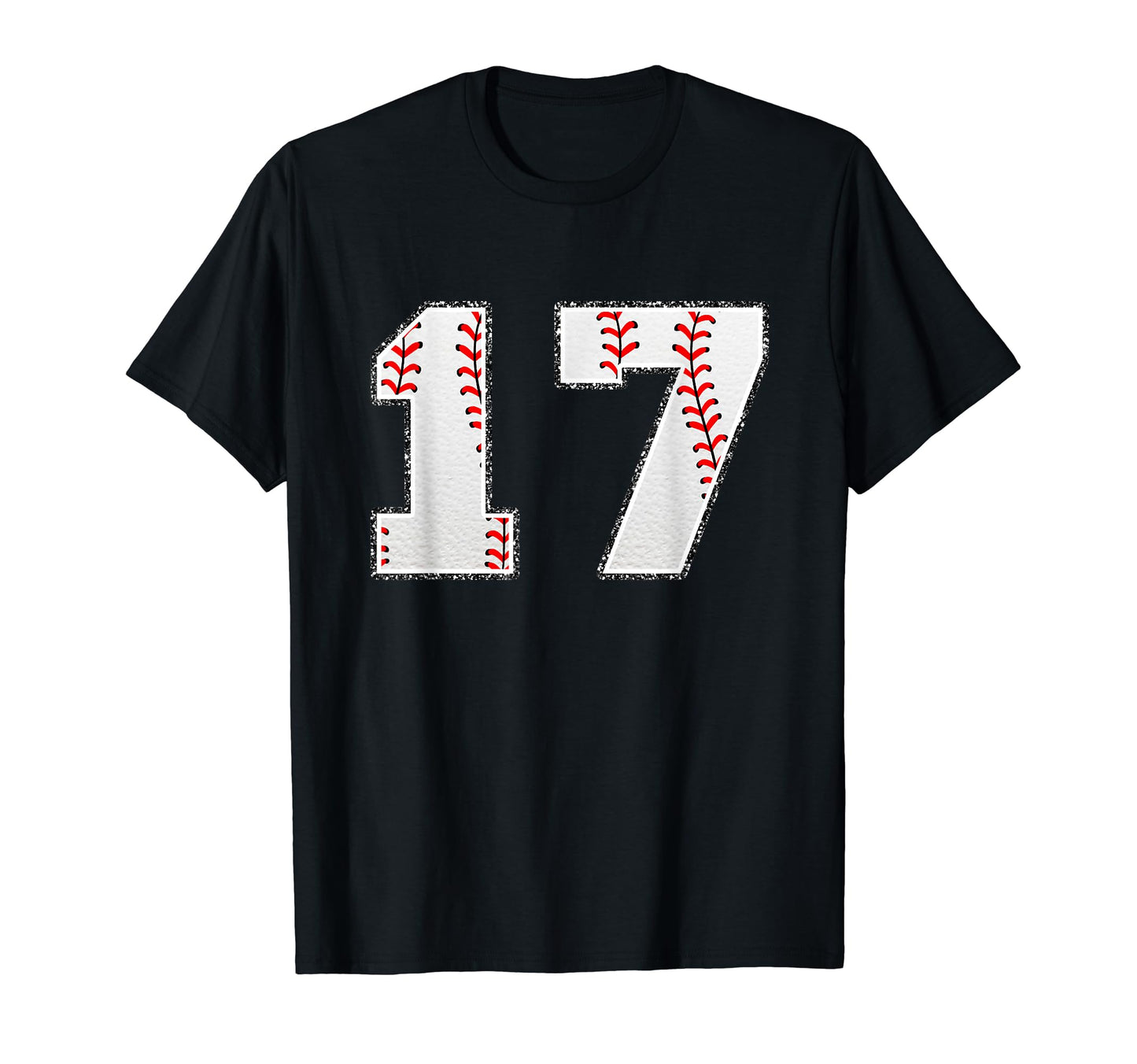 Number 17 Baseball Distressed Number T-Shirt - Minimalist Print Men Women - T-Shirt, Sweatshirt, Hoodie