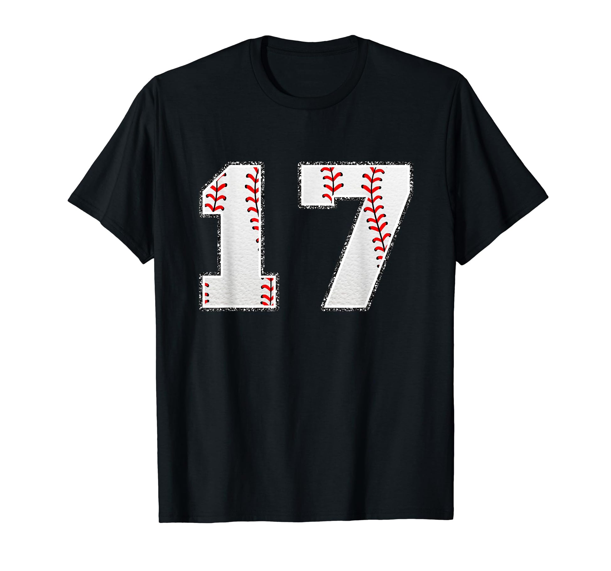 Number 17 Baseball Distressed Number T-Shirt - Minimalist Print Men Women - T-Shirt, Sweatshirt, Hoodie