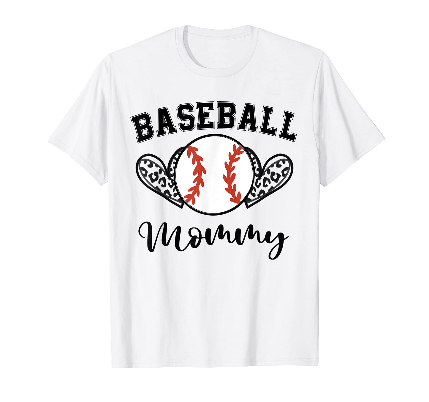Baseball Mommy Leopard Heart Baseball T-Shirt - Custom Art Print Unisex - T-Shirt, Sweatshirt, Hoodie