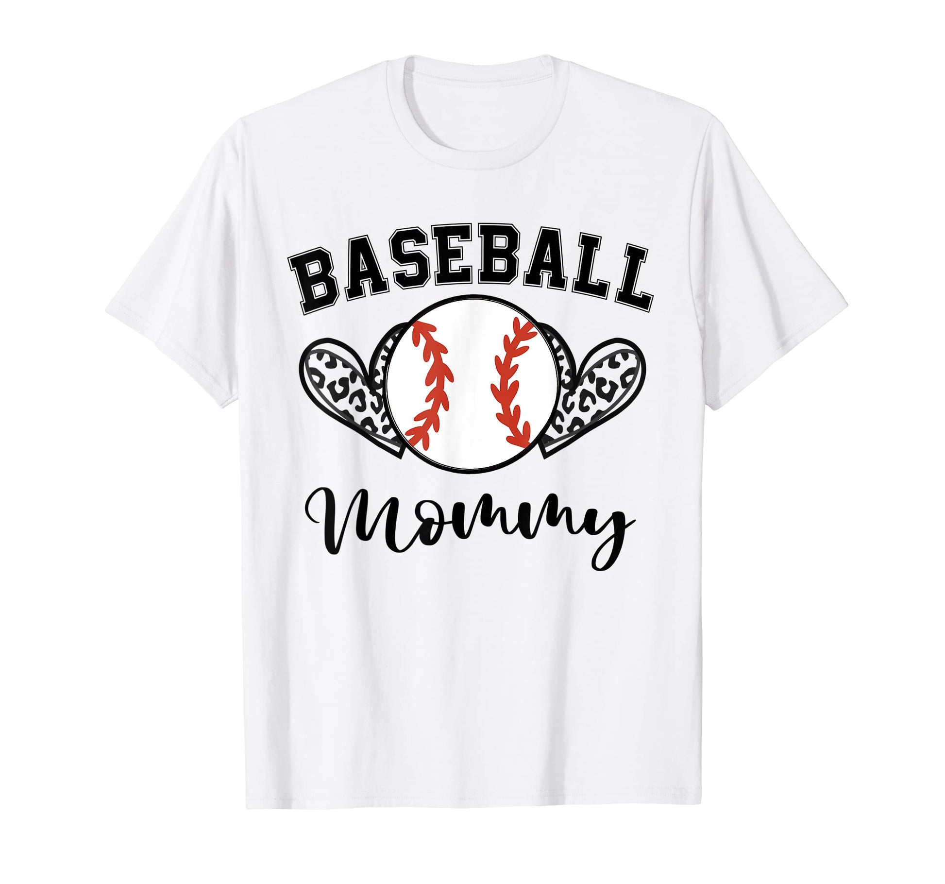 Baseball Mommy Leopard Heart Baseball T-Shirt - Custom Art Print Unisex - T-Shirt, Sweatshirt, Hoodie