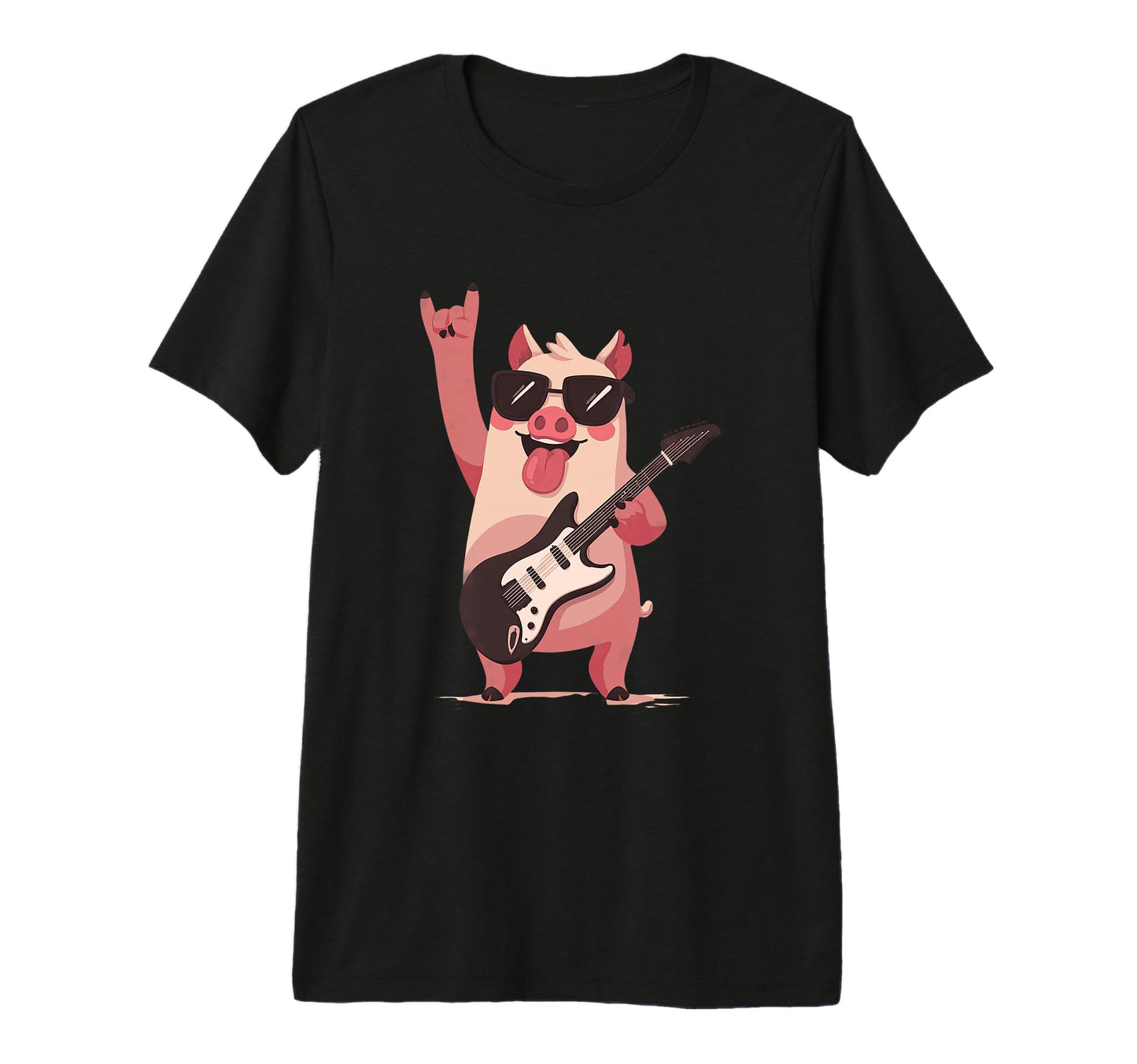 Rock Pig Funny Animal Guitar Player T-Shirt - Casual Everyday Wear Unisex - T-Shirt, Sweatshirt, Hoodie