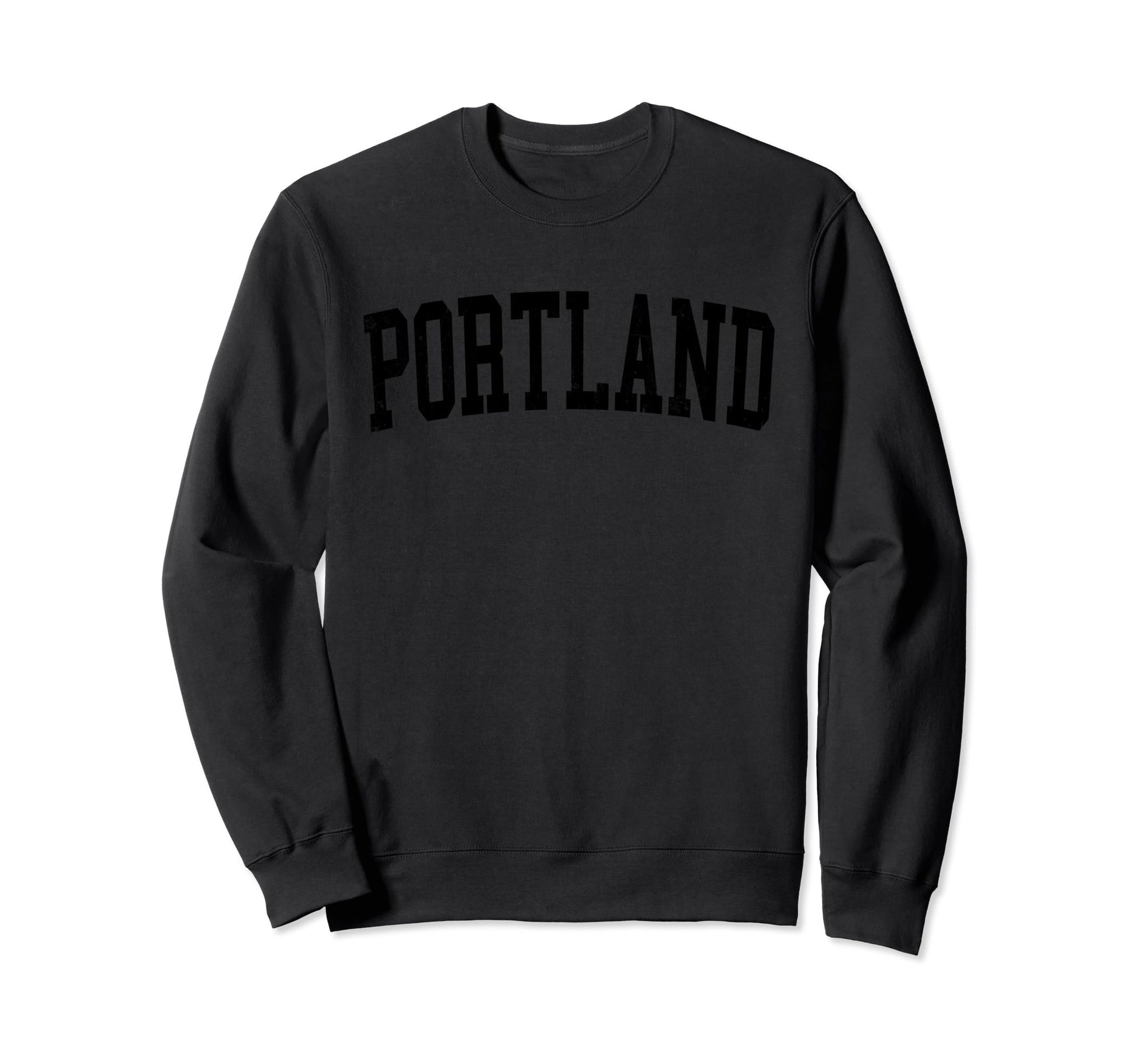 Portland Or Distressed Black Varsity Sweatshirt - Unique Graphic Unisex - T-Shirt, Sweatshirt, Hoodie