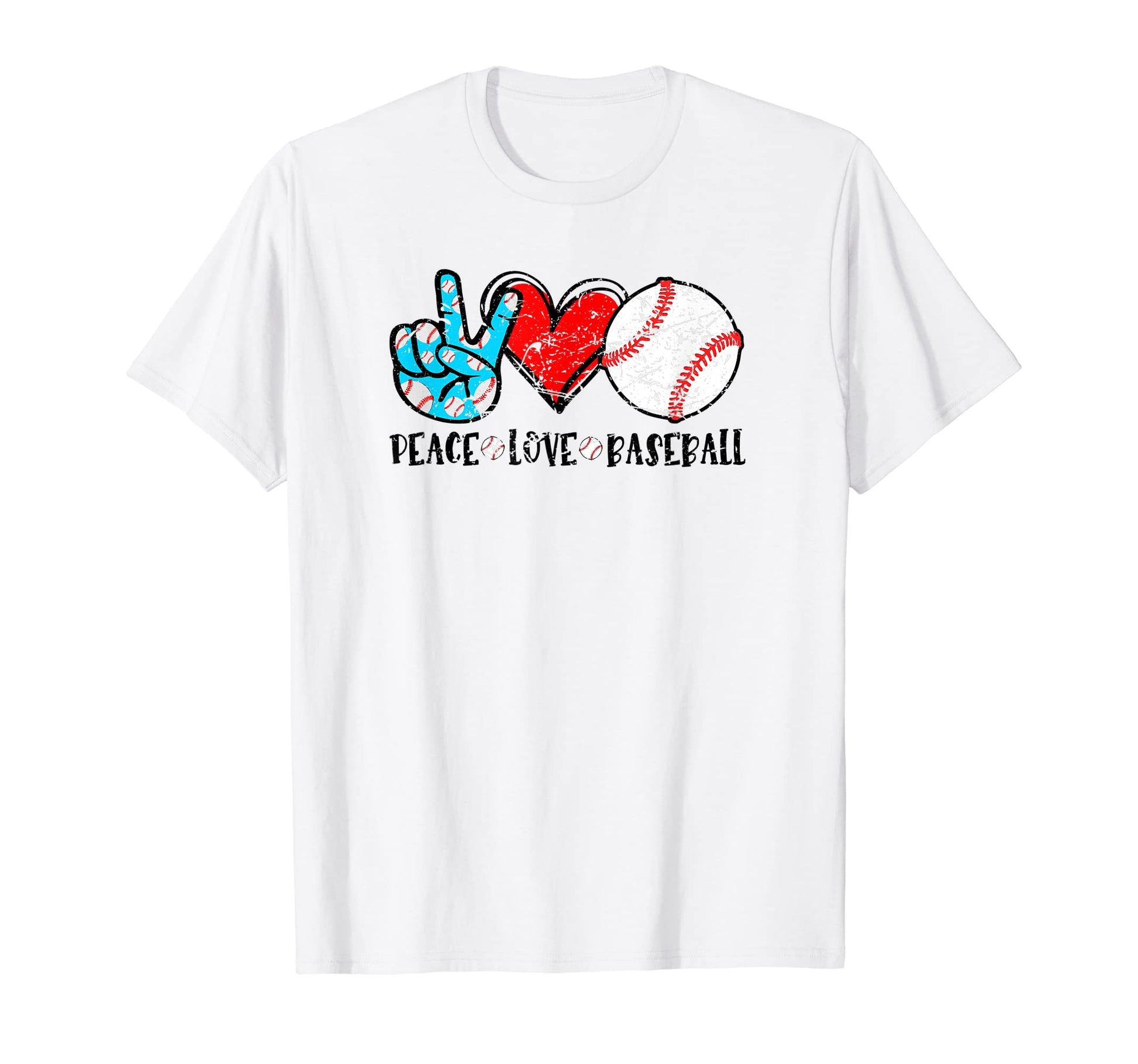 Peace Love Baseball T-Shirt - Novelty Apparel for Adults - T-Shirt, Sweatshirt, Hoodie