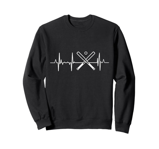 Baseball Heartbeat Sweatshirt - Unique Graphic Unisex - T-Shirt, Sweatshirt, Hoodie
