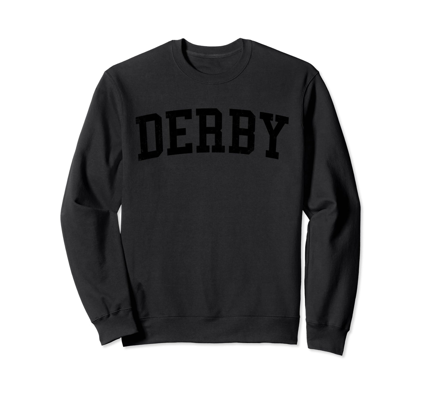 Derby Ks Distressed Black Varsity Sweatshirt - Minimalist Print Unisex - T-Shirt, Sweatshirt, Hoodie