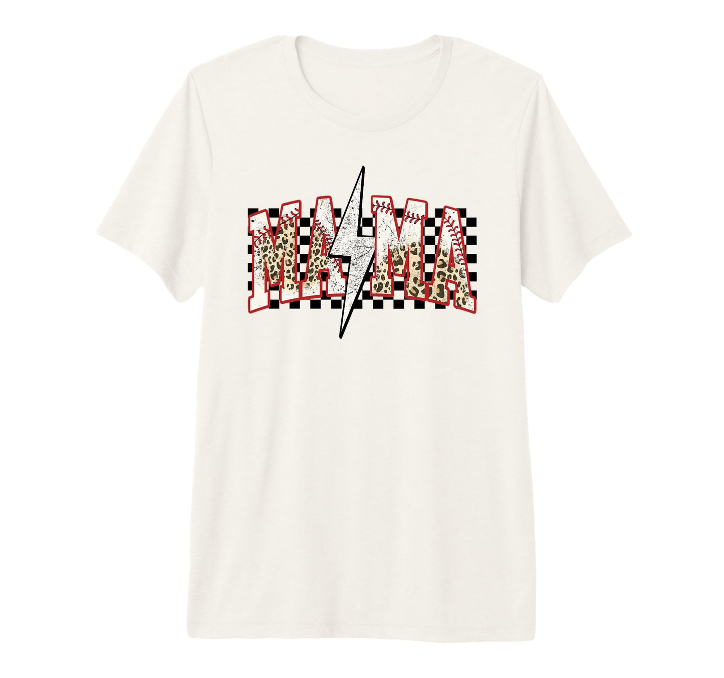 Baseball Mama Lightning Bolt Checkered T-Shirt - Minimalist Print Unisex - T-Shirt, Sweatshirt, Hoodie