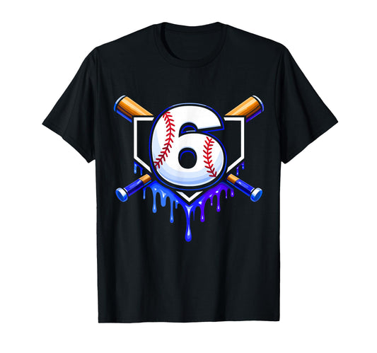 6Th Birthday Baseball 6 Year Old Ice Cream T-Shirt - Trendy Graphic Unisex - T-Shirt, Sweatshirt, Hoodie