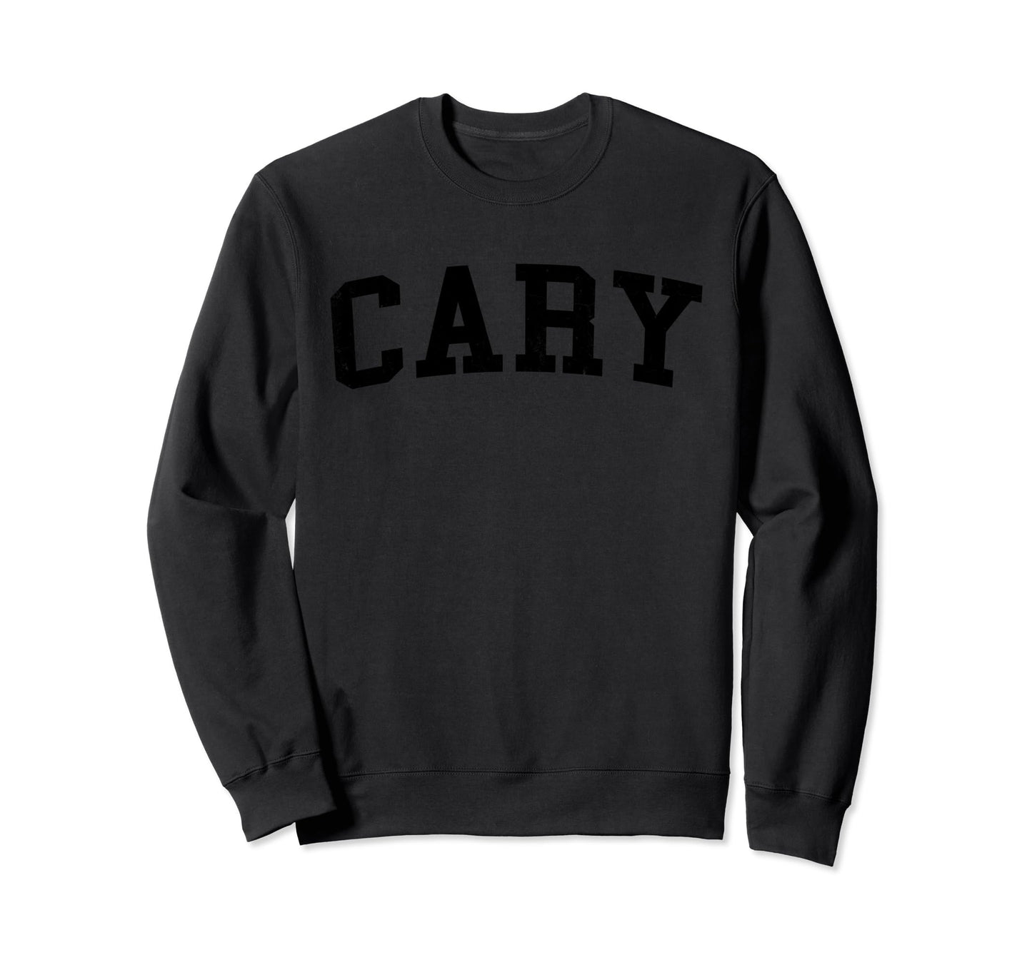 Cary Nc Distressed Black Varsity Sweatshirt - Minimalist Print Unisex - T-Shirt, Sweatshirt, Hoodie