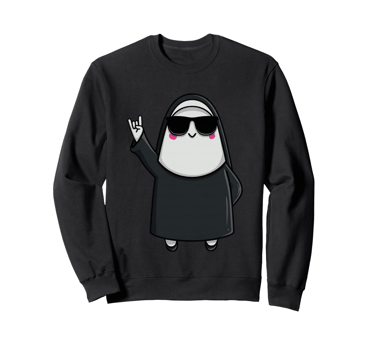 Nun Sunglasses Rock Hand Sign Funny Sweatshirt - Streetwear Style Unisex - T-Shirt, Sweatshirt, Hoodie