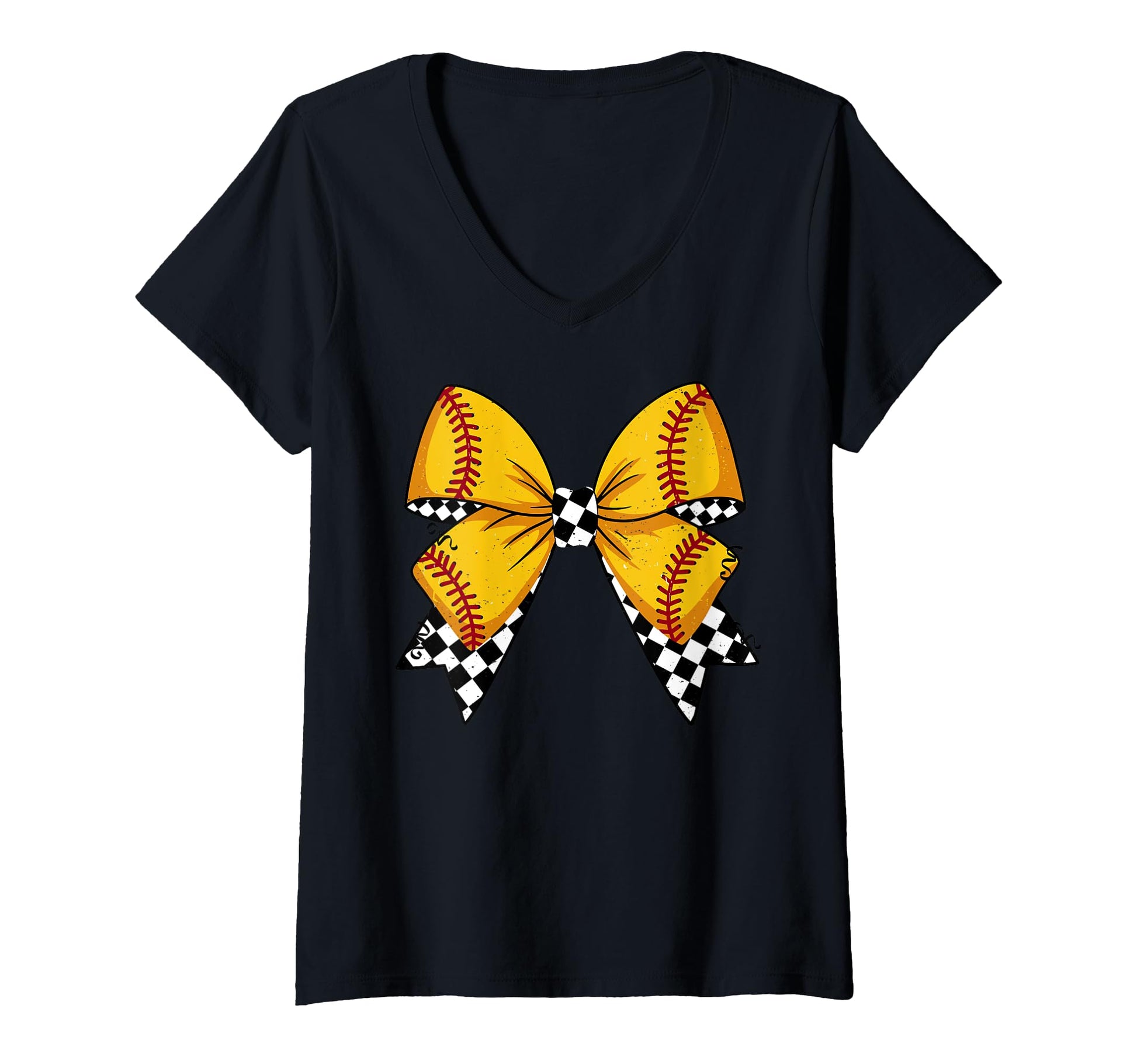 Baseball Bow Softball Checkered Gift Sweatshirt - Aesthetic Graphic Unisex - T-Shirt, Sweatshirt, Hoodie