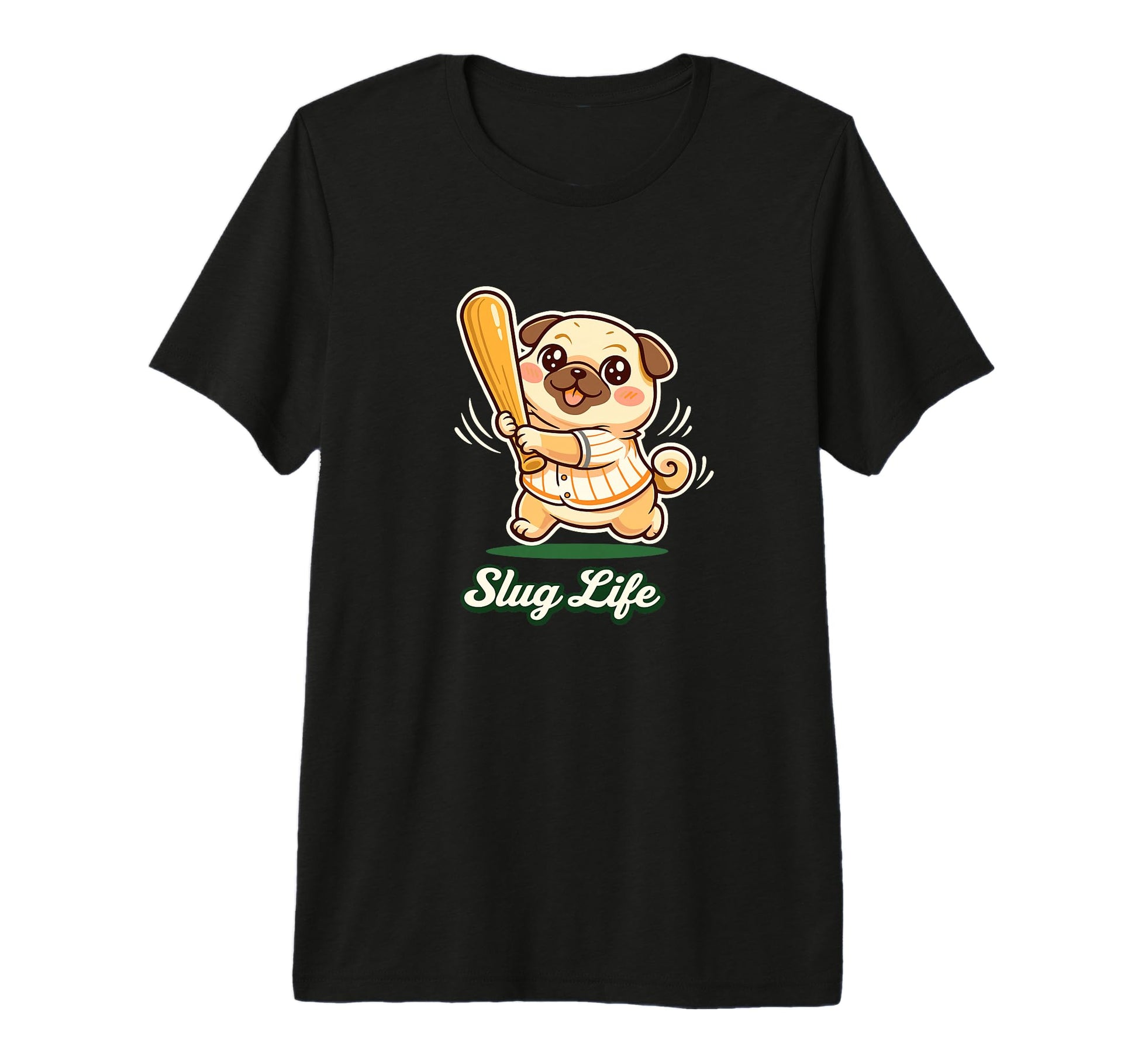 Slug Life Pug Baseball Batter Funny T-Shirt - Minimalist Print for Adults - T-Shirt, Sweatshirt, Hoodie