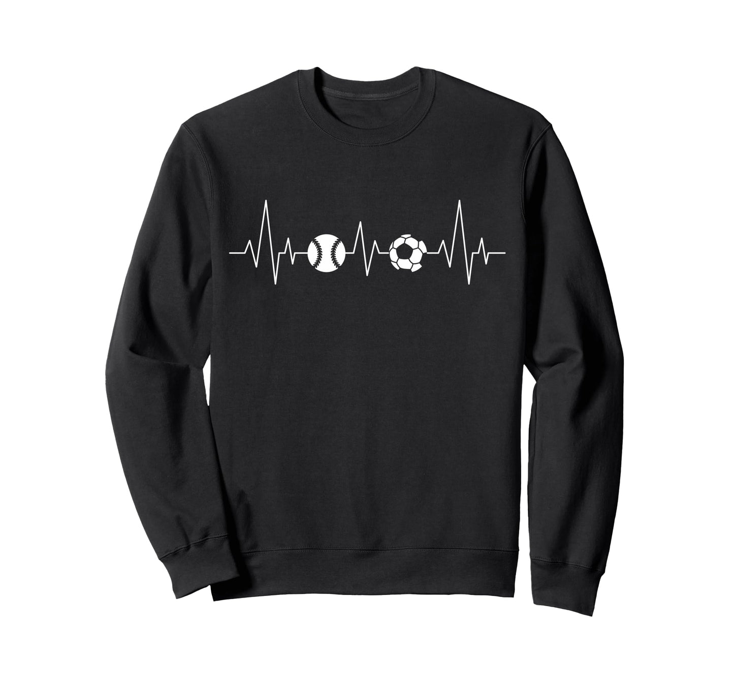 Soccer Baseball Heartbeat Funny Sweatshirt - Minimalist Print Men Women - T-Shirt, Sweatshirt, Hoodie