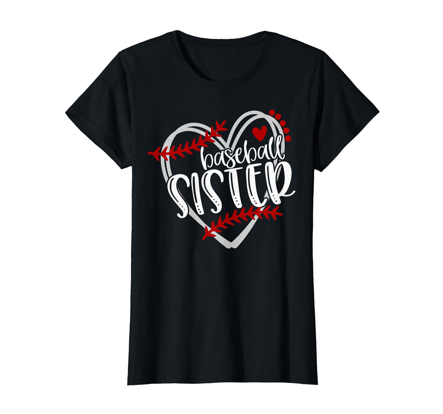 Womens Baseball Sister Heart T-Shirt - Casual Everyday Wear for Adults - T-Shirt, Sweatshirt, Hoodie