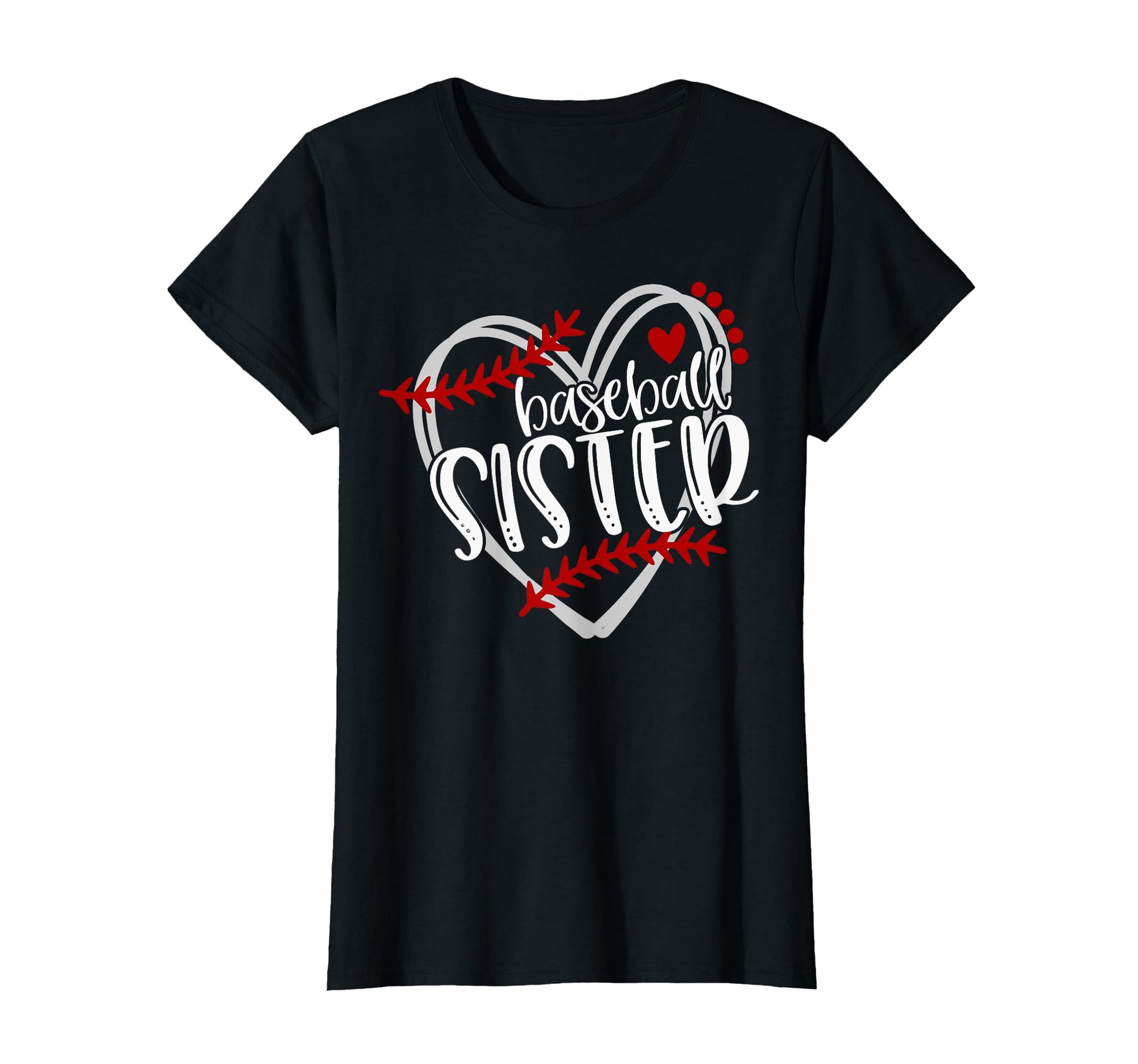 Womens Baseball Sister Heart T-Shirt - Casual Everyday Wear for Adults - T-Shirt, Sweatshirt, Hoodie