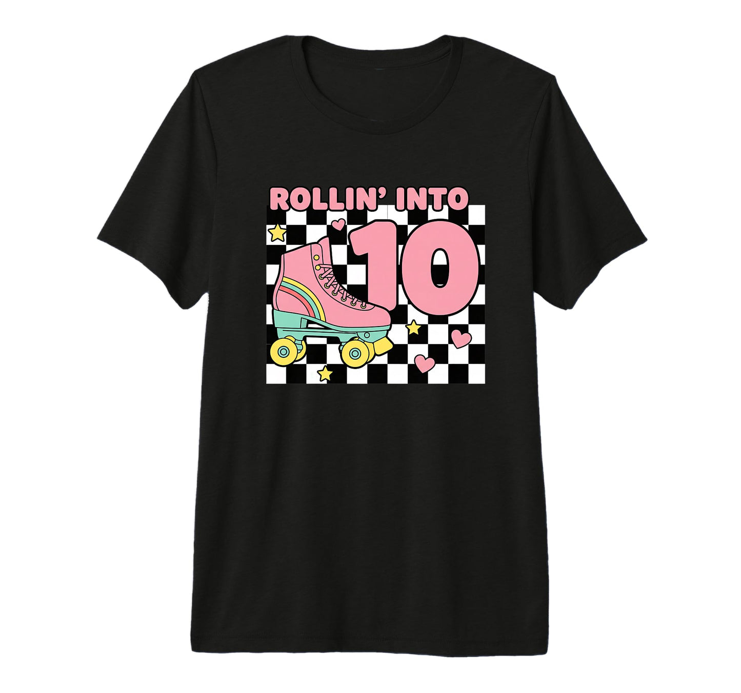 Rollin Into 10 Roller Skate Birthday Tri T-Shirt - Novelty Apparel Unisex - T-Shirt, Sweatshirt, Hoodie