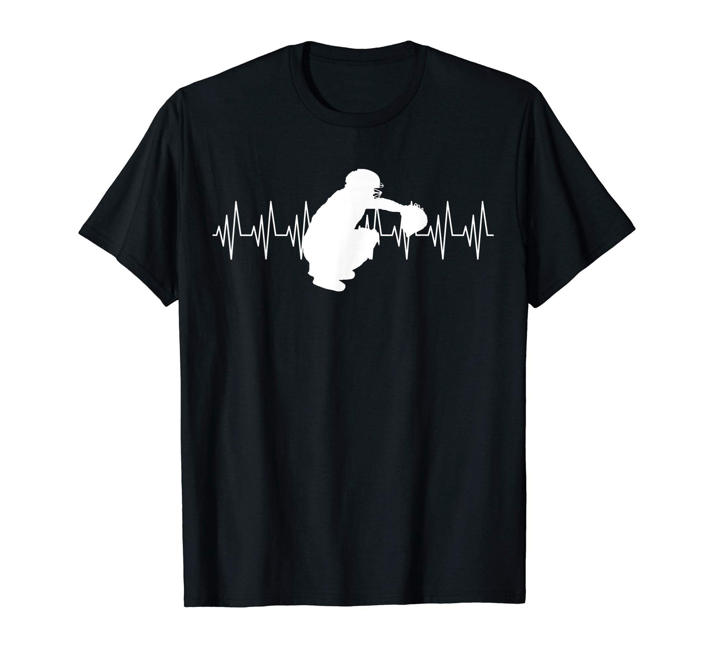 Catcher Heartbeat Baseball Catcher T-Shirt - Minimalist Print Men Women - T-Shirt, Sweatshirt, Hoodie