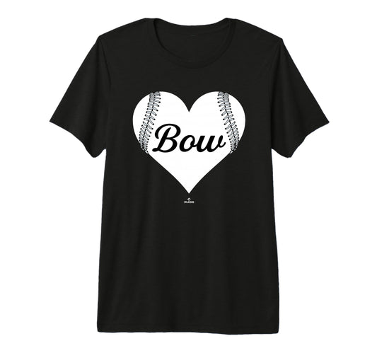 Baseball Heart Kristofer Bow T-Shirt - Fun Novelty Design Men Women - T-Shirt, Sweatshirt, Hoodie