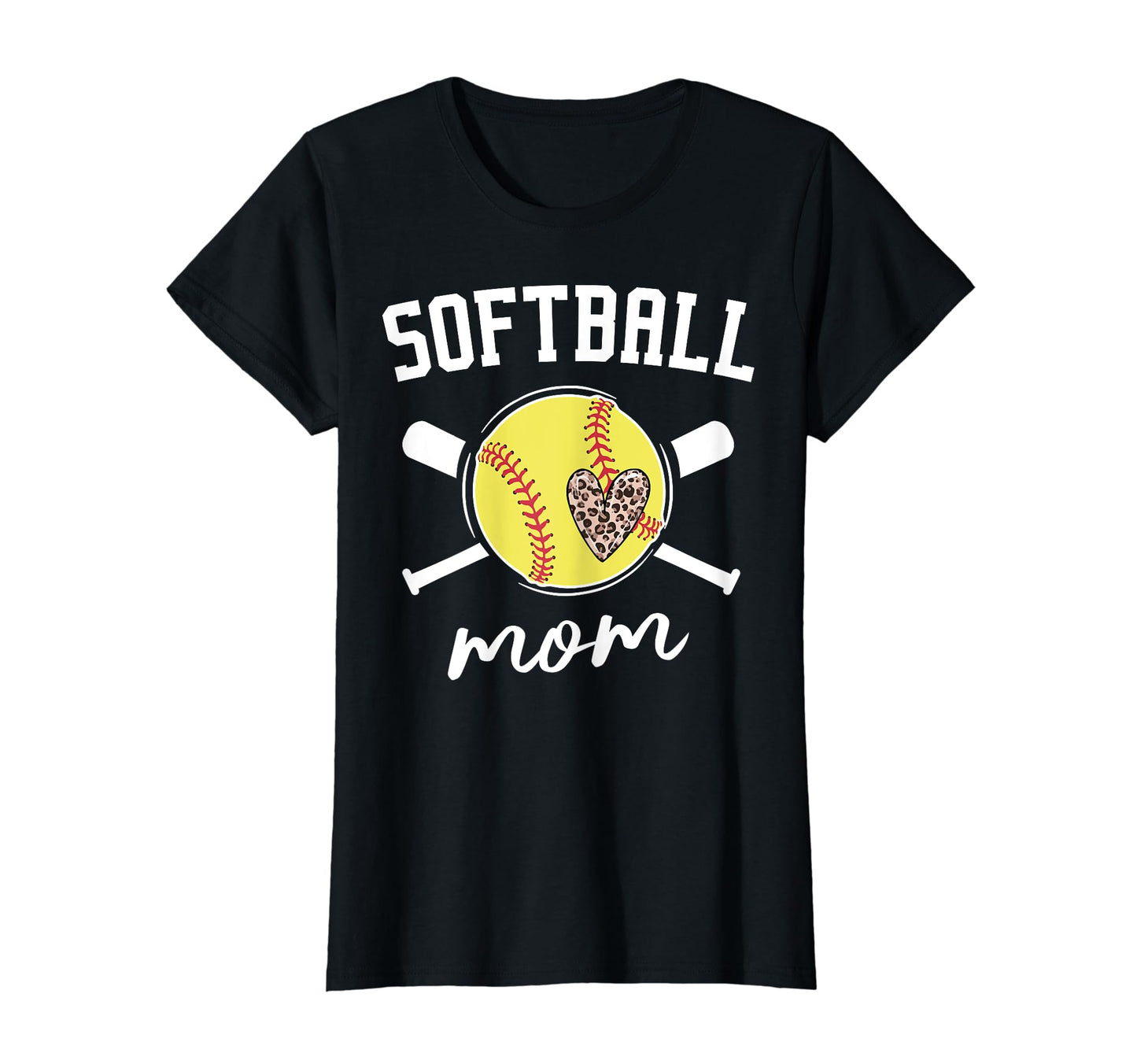 Softball Mom Leopard Funny Baseball T-Shirt - Novelty Apparel for Adults - T-Shirt, Sweatshirt, Hoodie