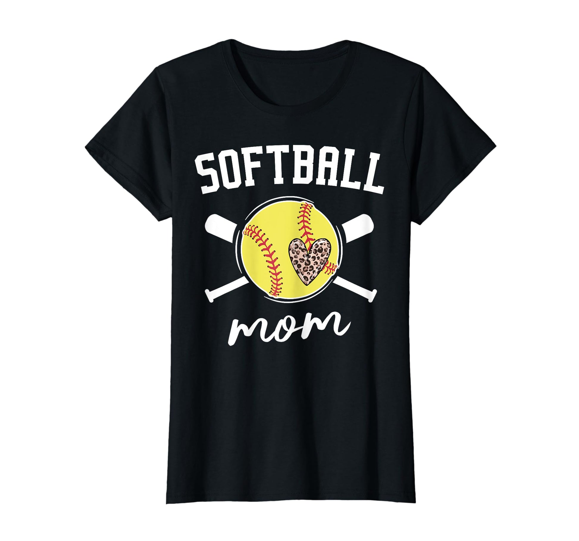 Softball Mom Leopard Funny Baseball T-Shirt - Novelty Apparel for Adults - T-Shirt, Sweatshirt, Hoodie
