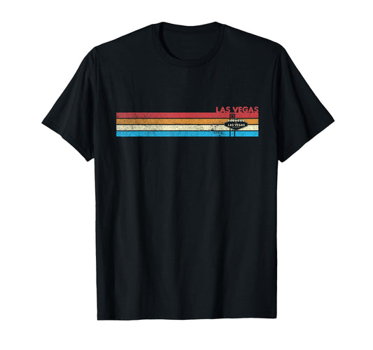 70S Rainbow Stripe Las Vegas Sign T-Shirt - Streetwear Style Men Women - T-Shirt, Sweatshirt, Hoodie