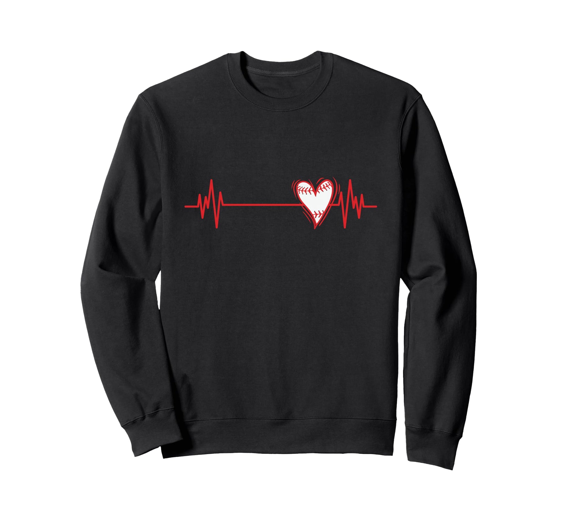 Baseball Heartbeat Team Ball Sports Sweatshirt - Custom Art Print Men Women - T-Shirt, Sweatshirt, Hoodie